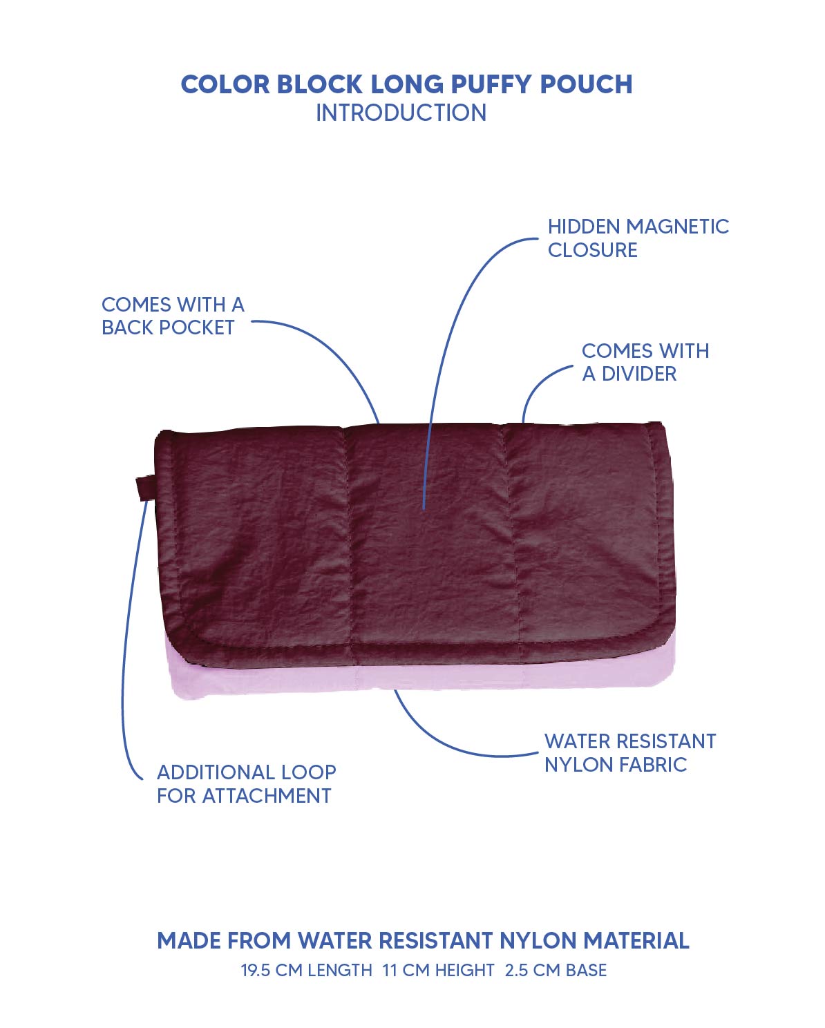 Long Puffy Pouch - Color Block Edition