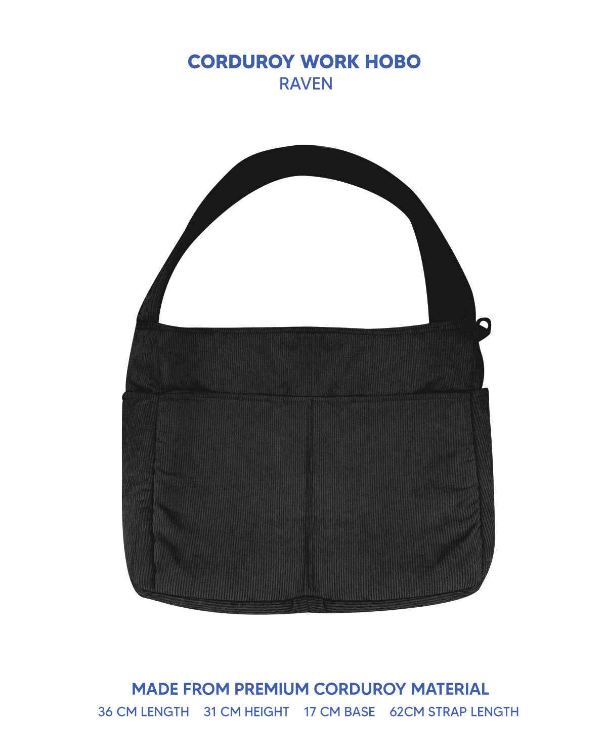 Premium Corduroy Hobo Bag - Work Hobo (Short Strap)