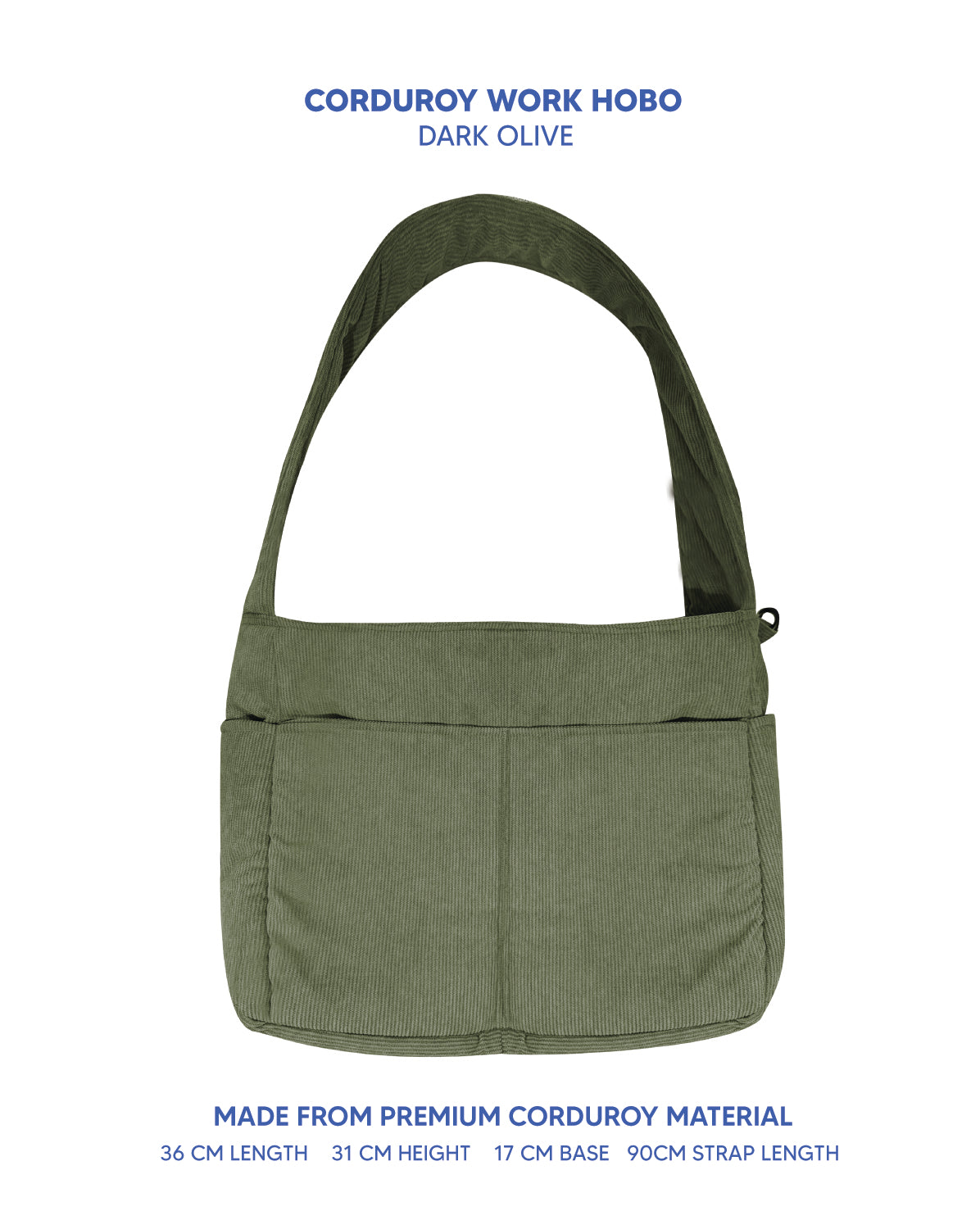 Premium Corduroy Hobo Bag - Work Hobo (Long Strap) *PRE-ORDER