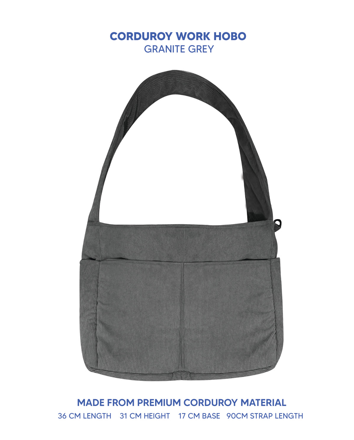 Premium Corduroy Hobo Bag - Work Hobo (Long Strap) *PRE-ORDER
