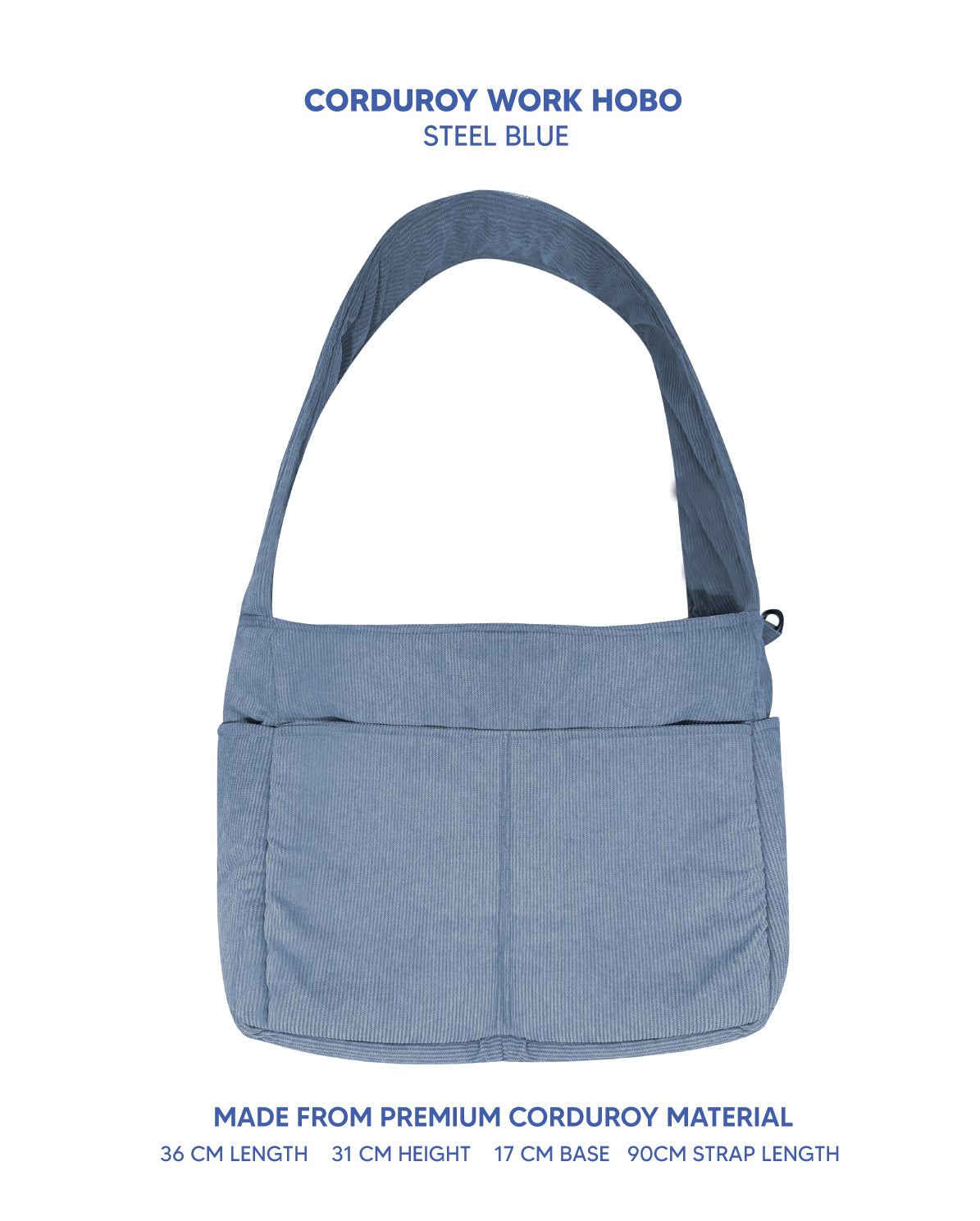 Premium Corduroy Hobo Bag - Work Hobo (Long Strap) *PRE-ORDER