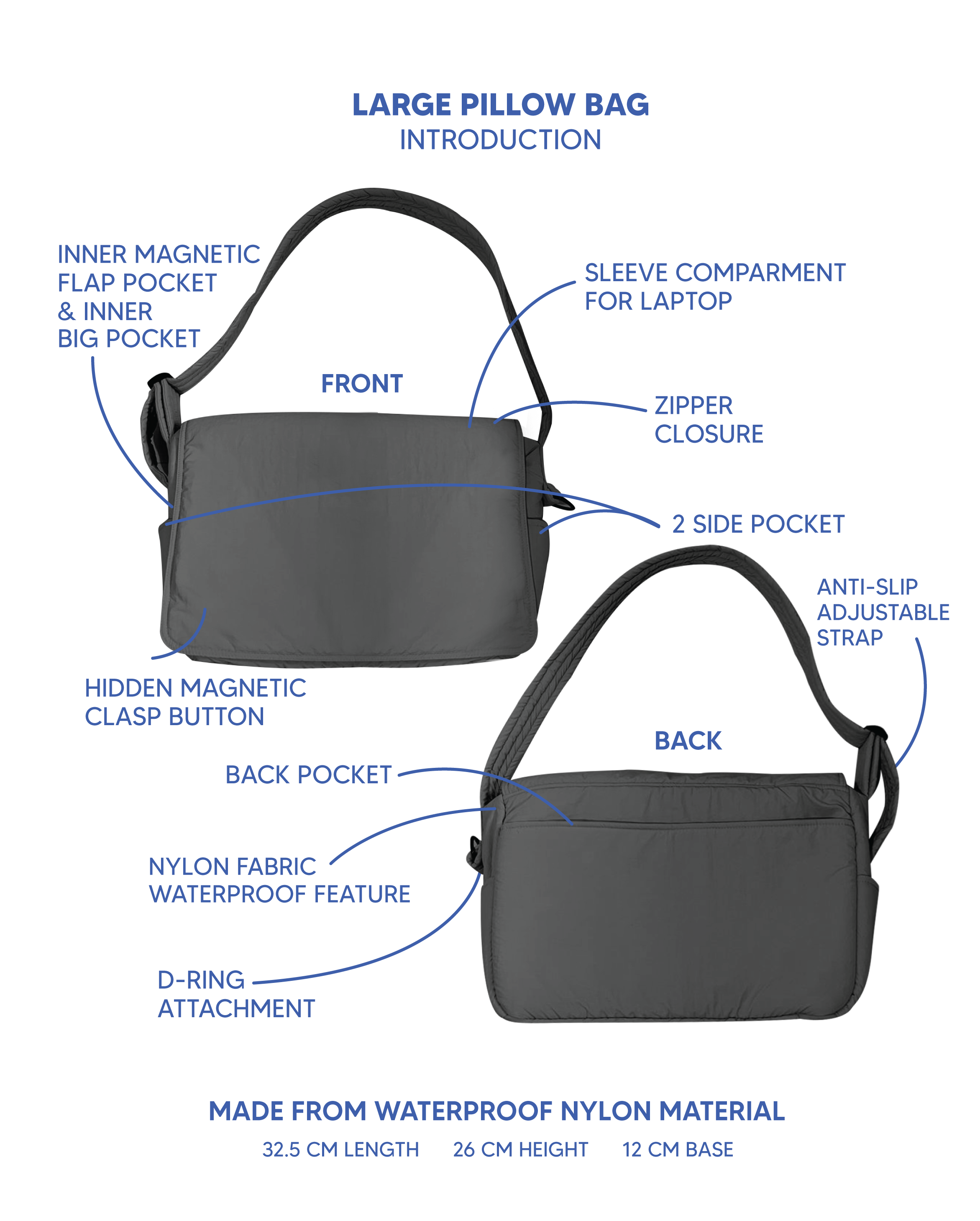 Large Pillow Bag