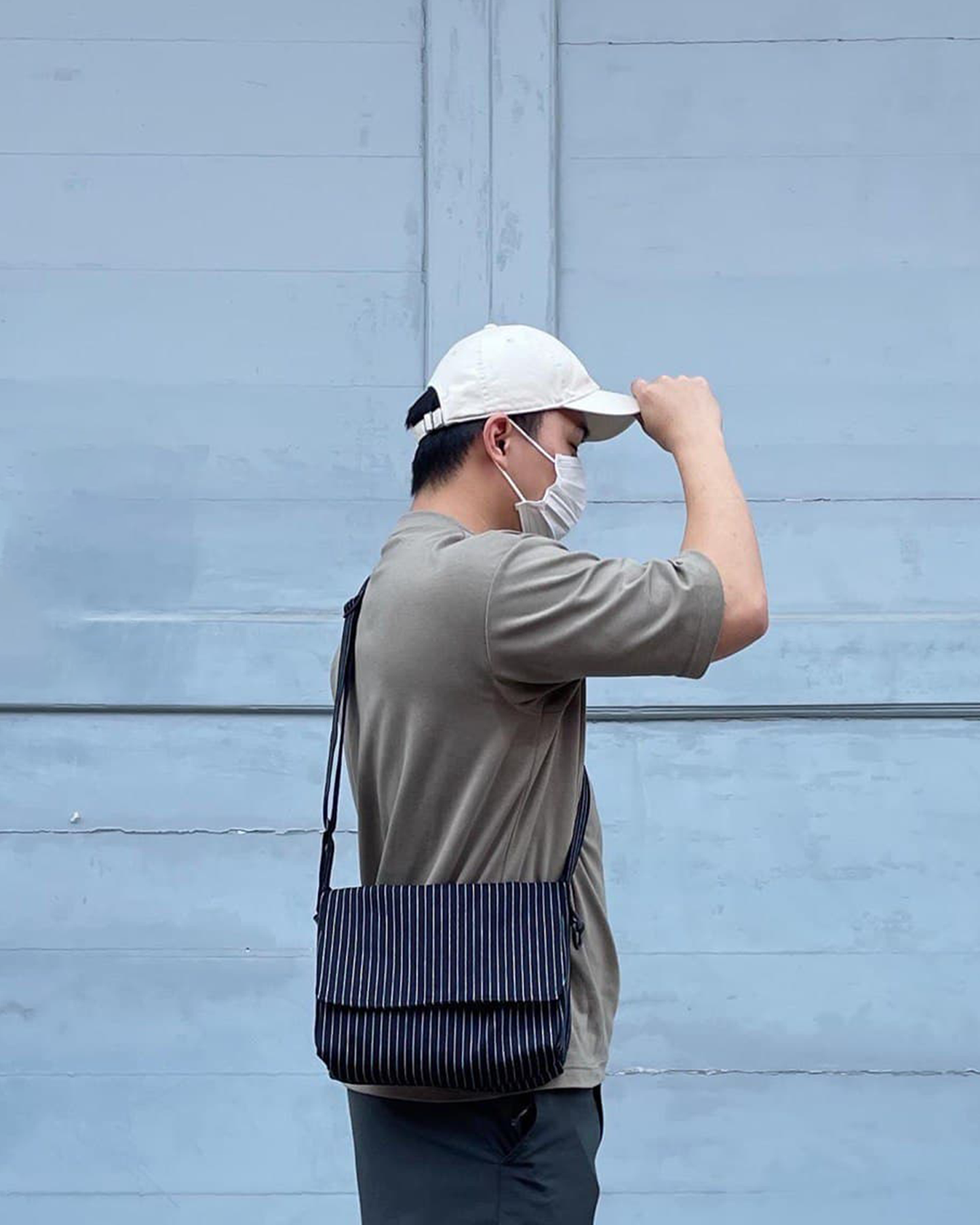 Canvas School Sling - Striped Japanese Denim