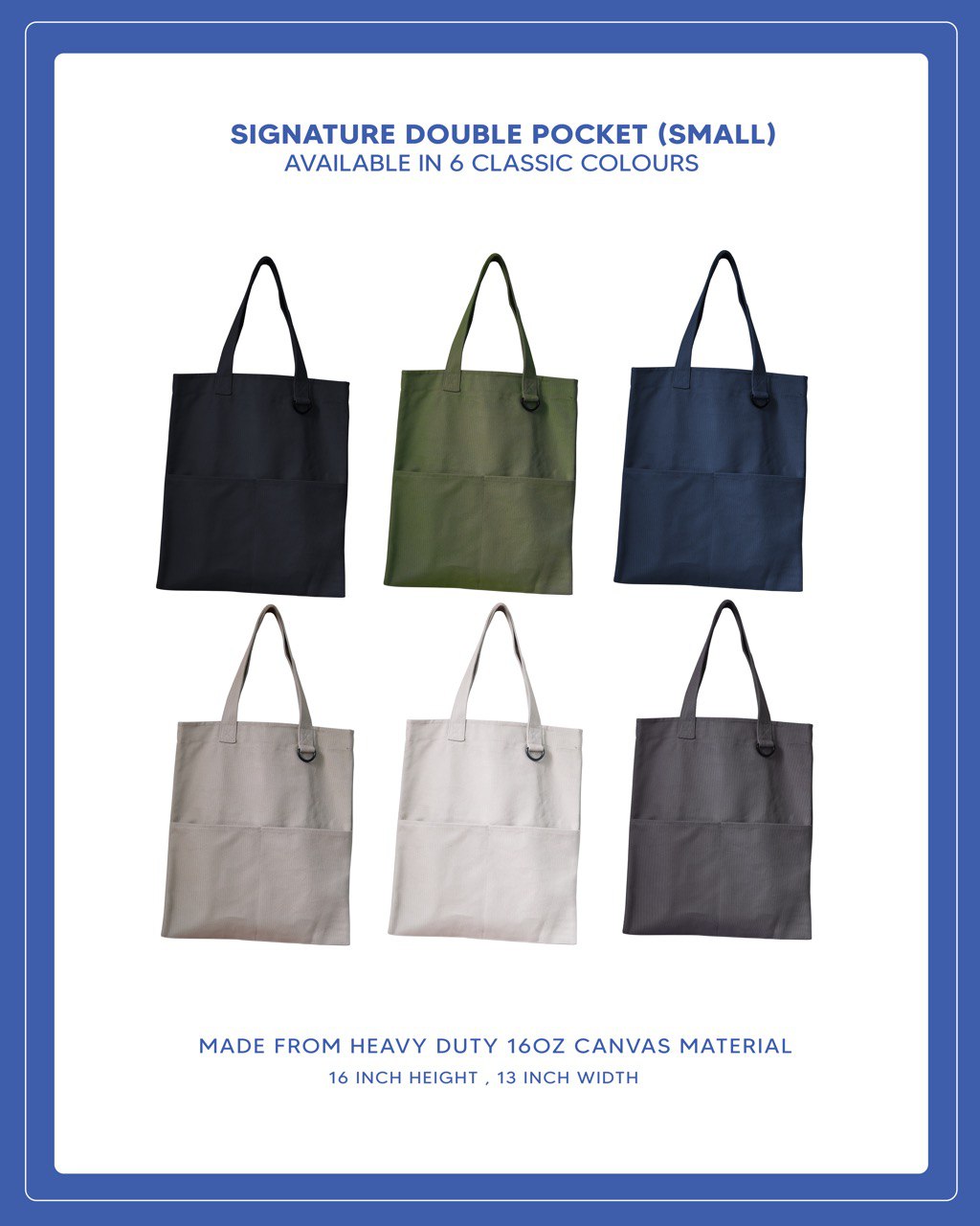 Double Pocket Signature Tote (Small) - Ash Grey