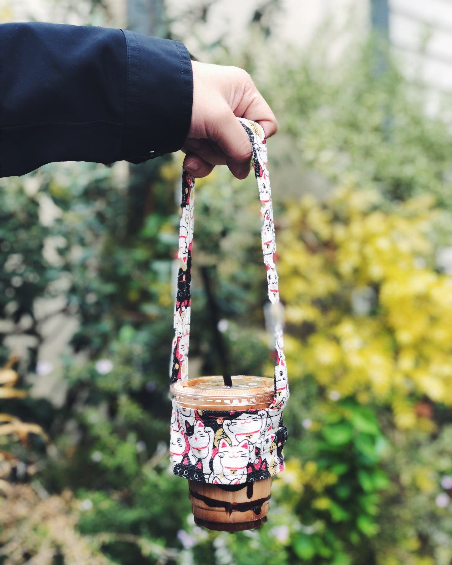 Reusable Canvas Cupholder (Fortune Cats)