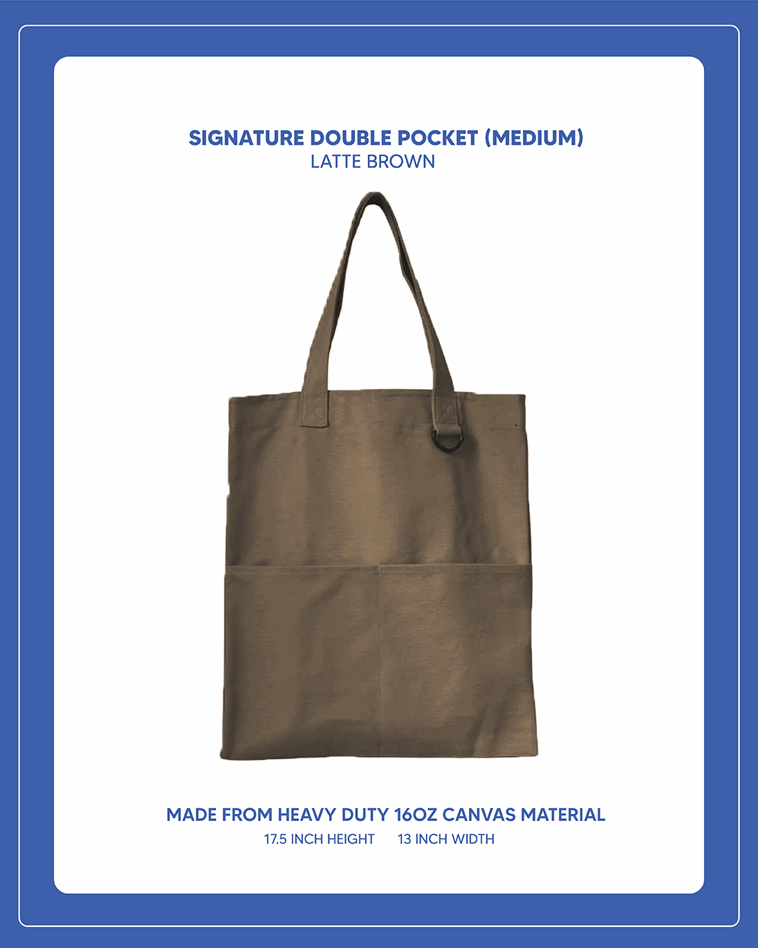 Double Pocket Signature Tote (Medium) - Latte Brown