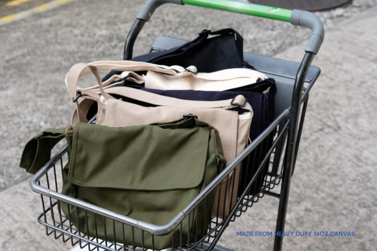 Canvas School Sling - Baby Blue
