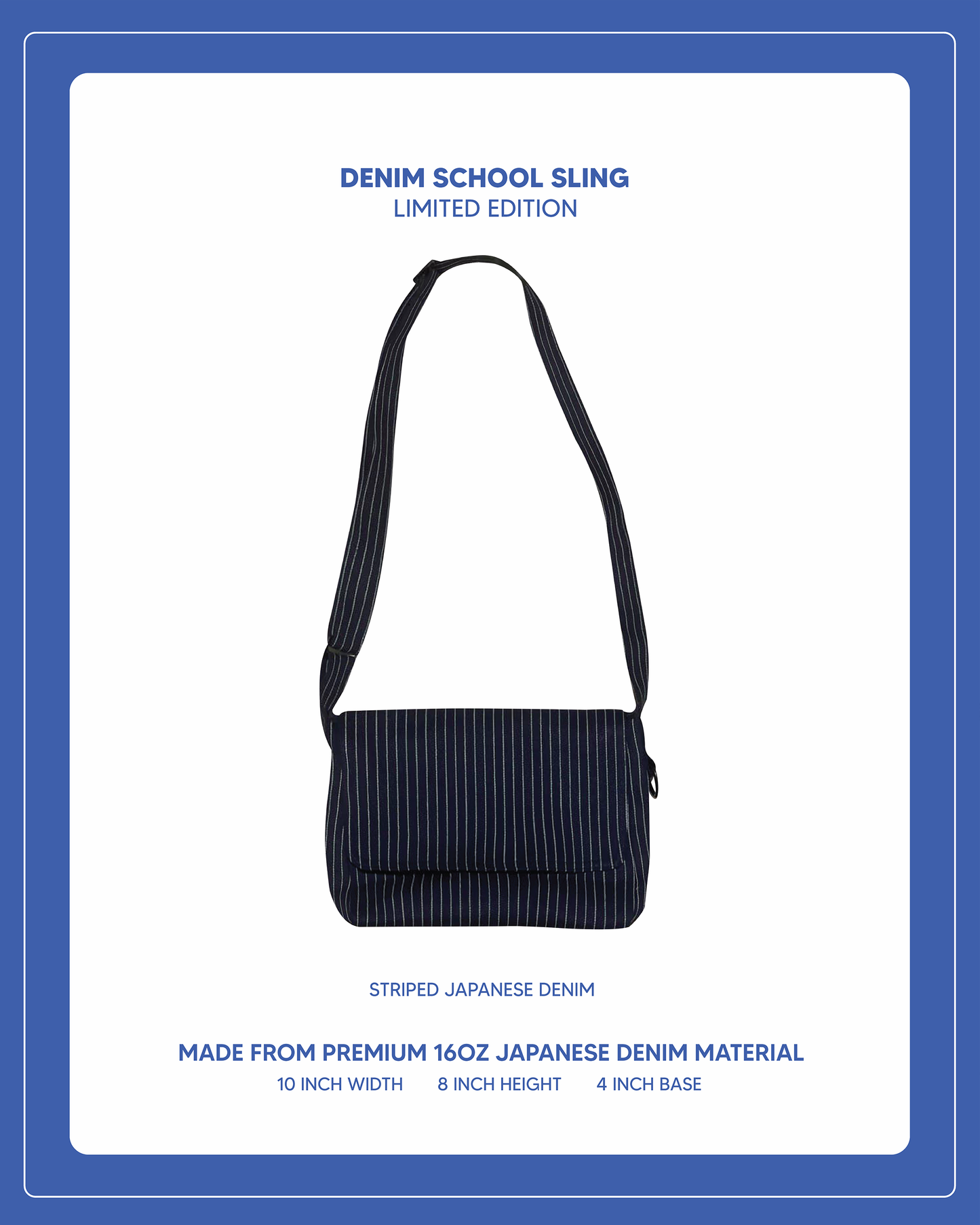 Canvas School Sling - Striped Japanese Denim