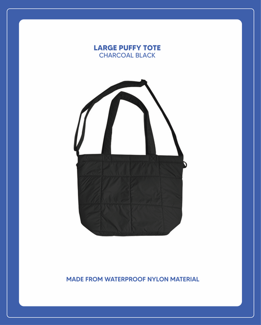 Large Puffy Tote - Charcoal Black