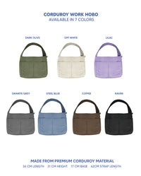 Premium Corduroy Hobo Bag - Work Hobo (Short Strap)