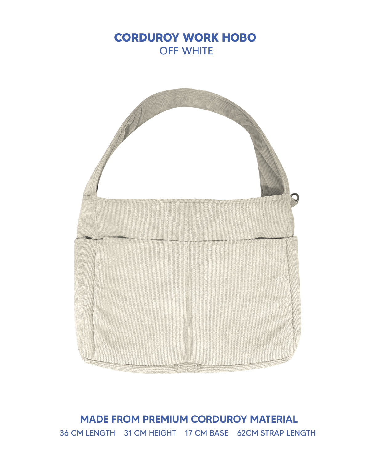 Premium Corduroy Hobo Bag - Work Hobo (Short Strap)