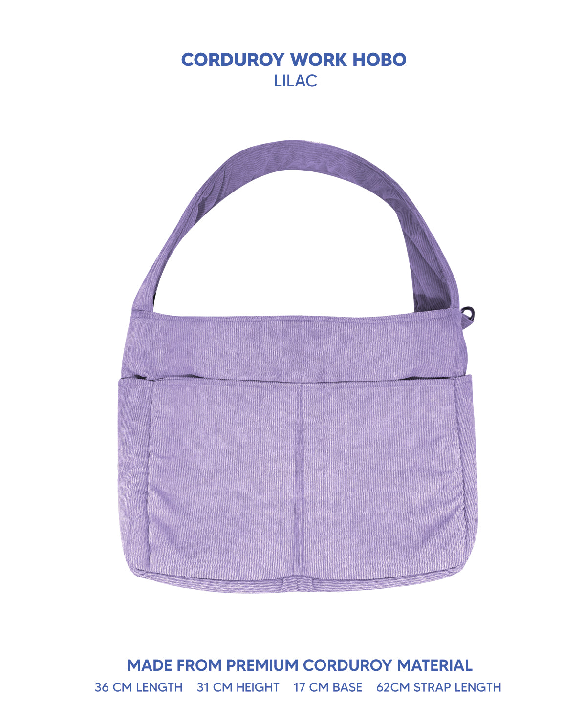 Premium Corduroy Hobo Bag - Work Hobo (Short Strap)
