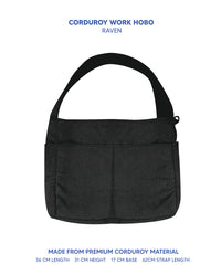 Premium Corduroy Hobo Bag - Work Hobo (Short Strap)