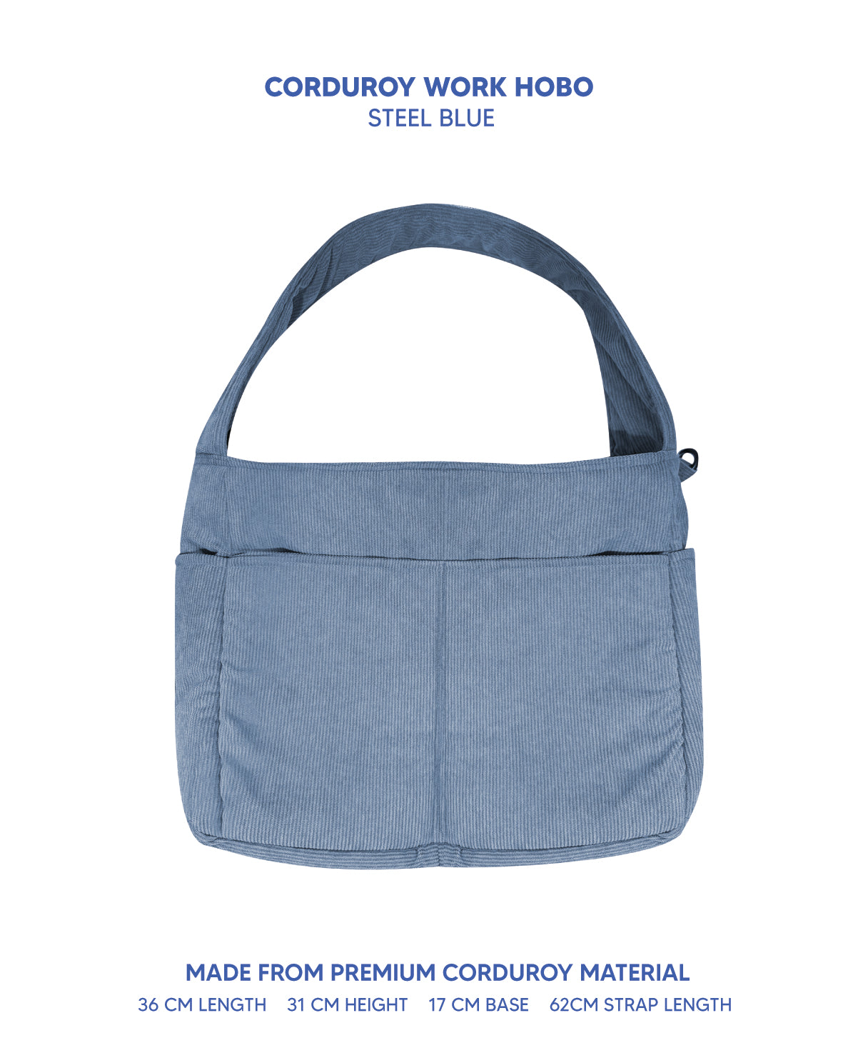 Premium Corduroy Hobo Bag - Work Hobo (Short Strap)