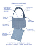 Premium Corduroy Hobo Bag - Work Hobo (Long Strap) *PRE-ORDER