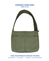 Premium Corduroy Hobo Bag - Work Hobo (Long Strap) *PRE-ORDER