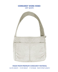 Premium Corduroy Hobo Bag - Work Hobo (Long Strap) *PRE-ORDER