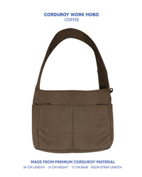 Premium Corduroy Hobo Bag - Work Hobo (Long Strap) *PRE-ORDER