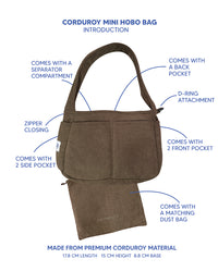 Premium Corduroy Hobo Bag - Mini