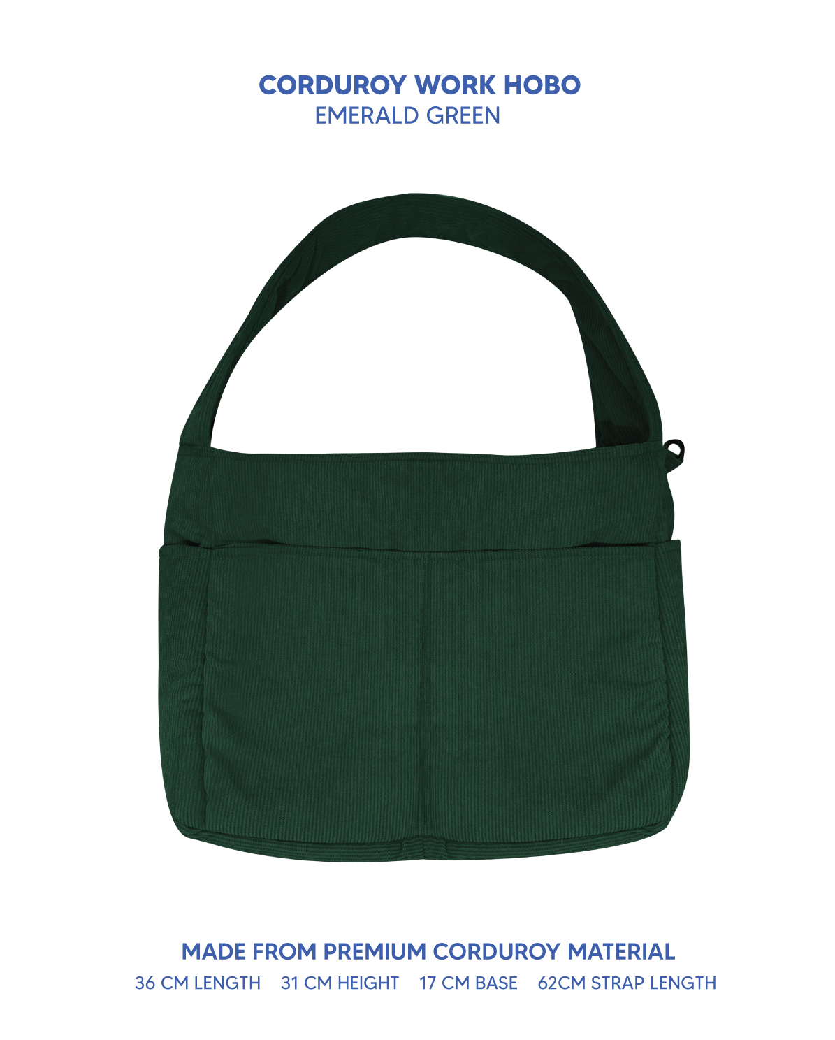 Premium Corduroy Hobo Bag - Work Hobo (Short Strap)
