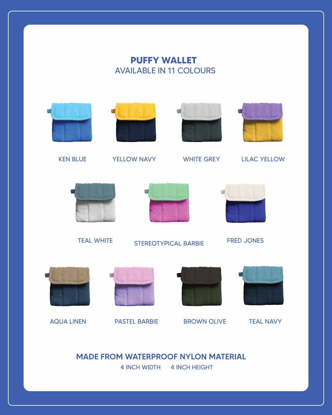 Puffy Wallet - Aqua Linen