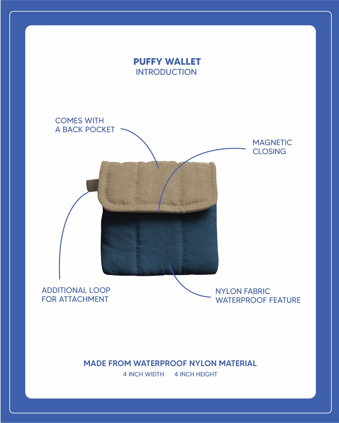 Puffy Wallet - Yellow Navy