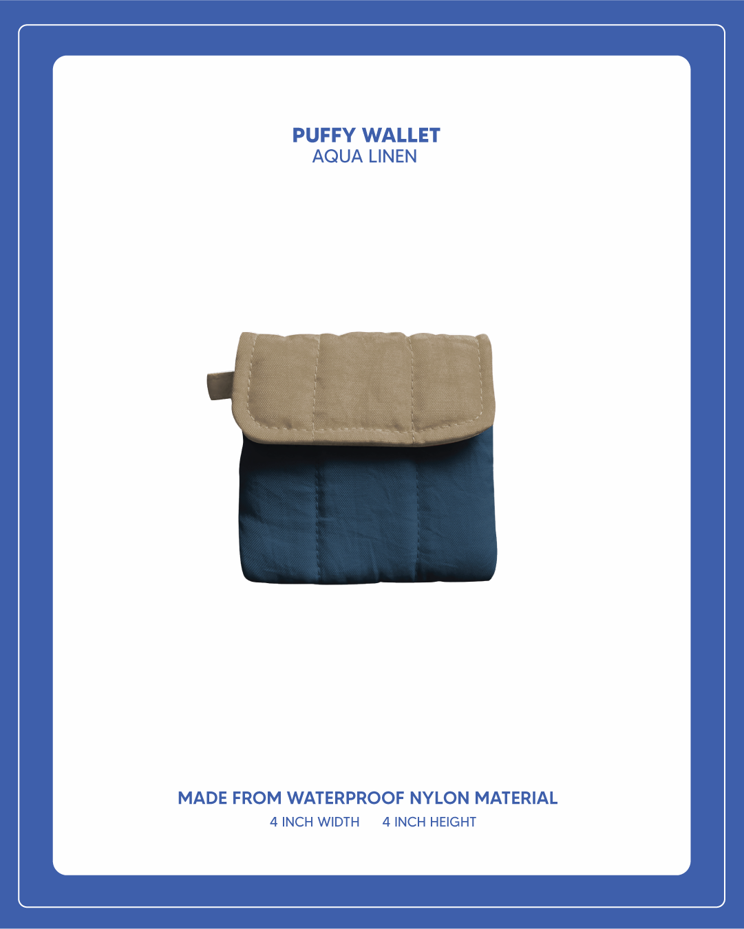 Puffy Wallet - Aqua Linen