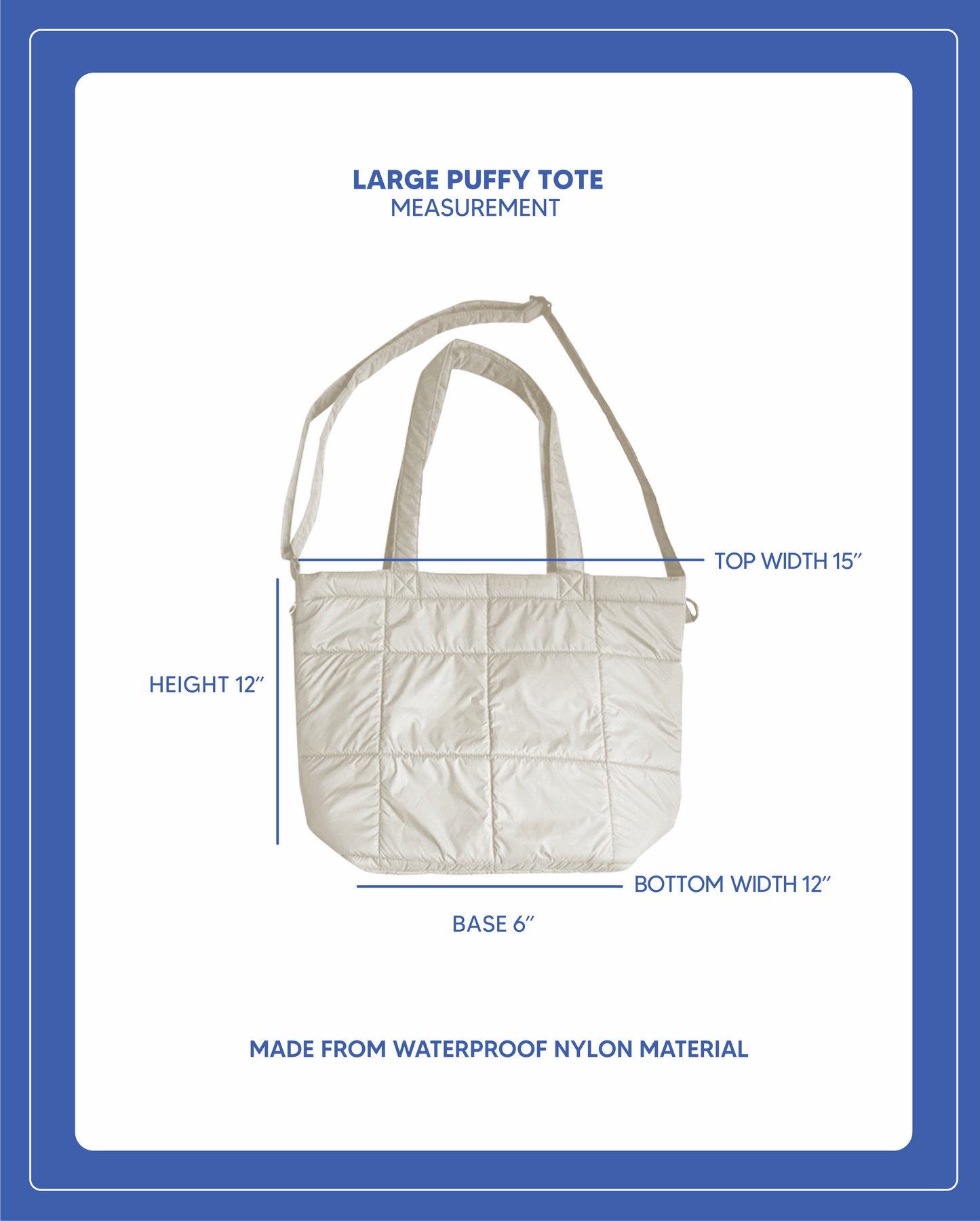 Large Puffy Tote - Cream White