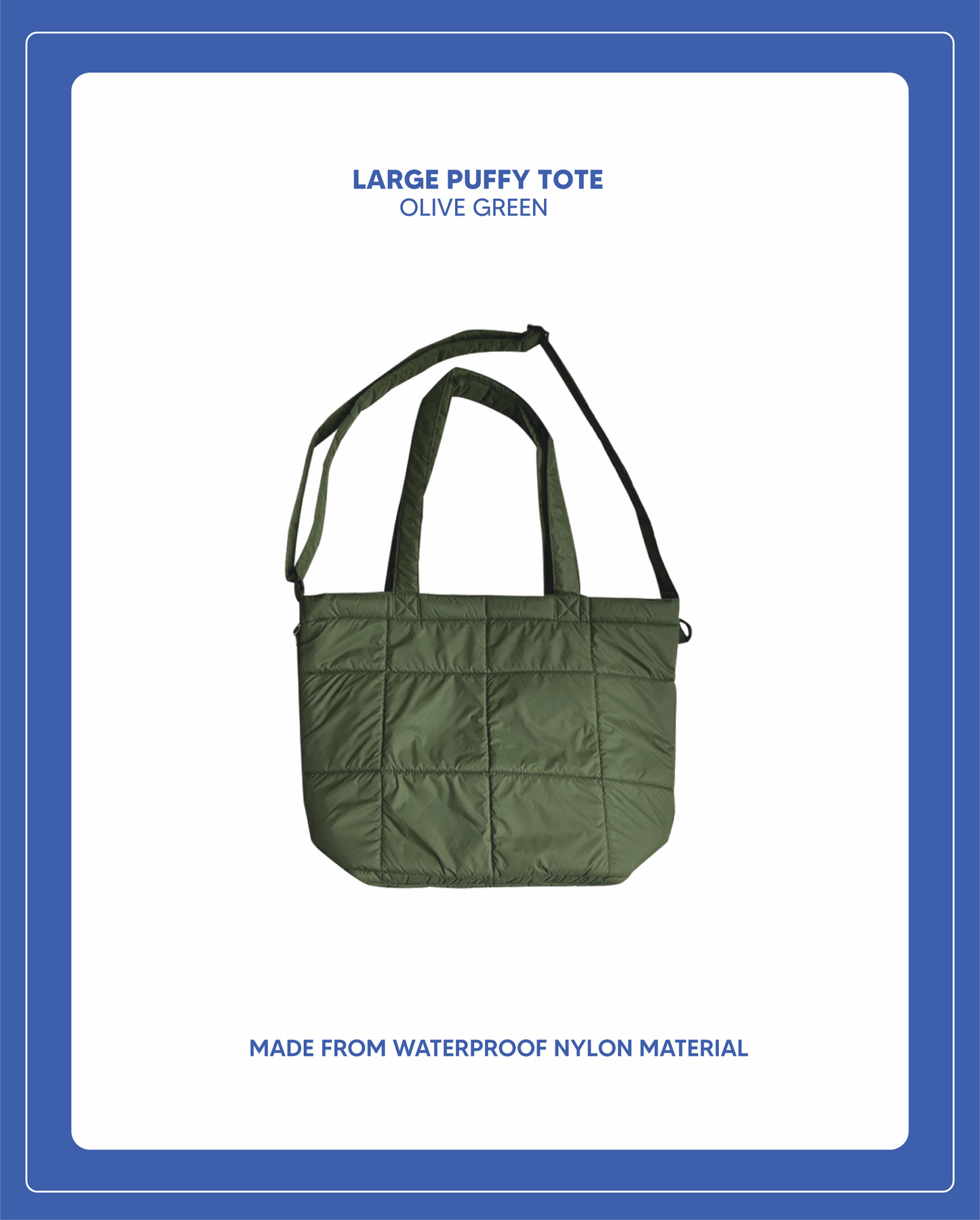 Large Puffy Tote - Olive