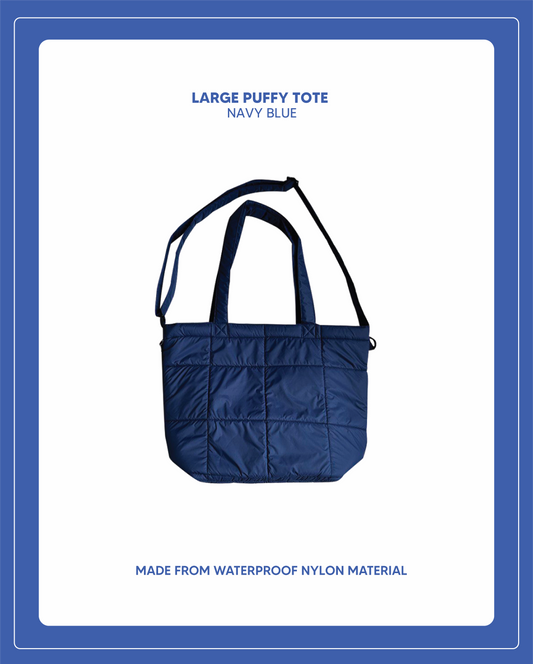 Large Puffy Tote - Navy Blue