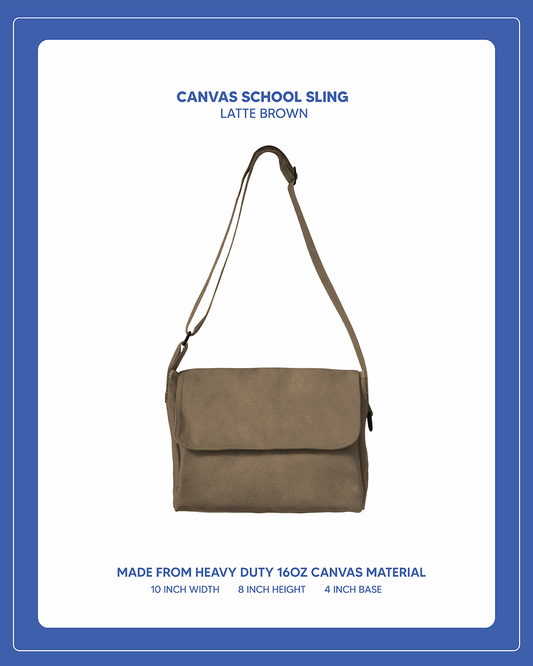 Canvas School Sling - Latte Brown