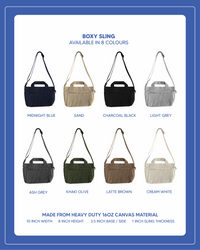 Canvas Boxy Sling - Charcoal Black