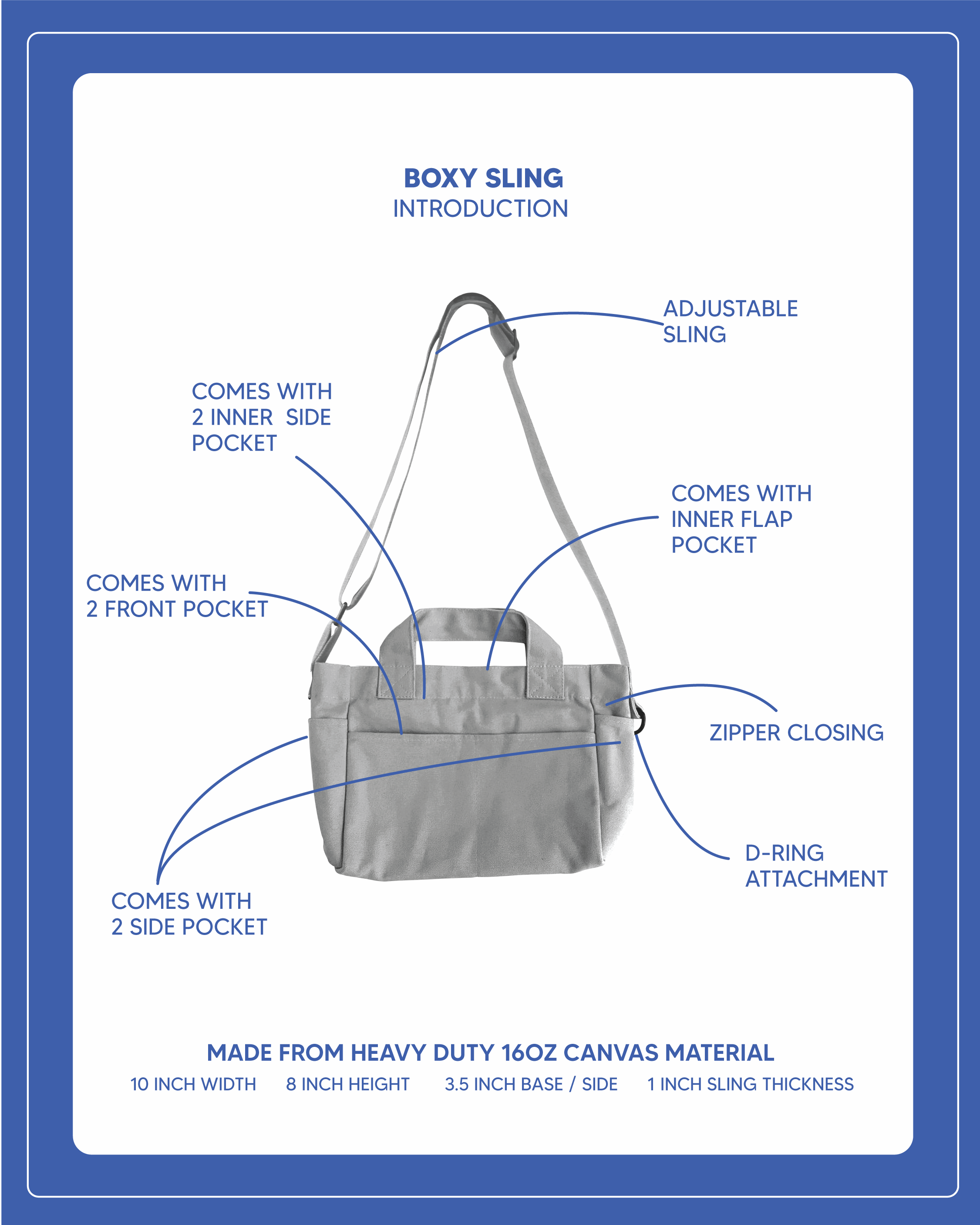 Canvas Boxy Sling - Charcoal Black