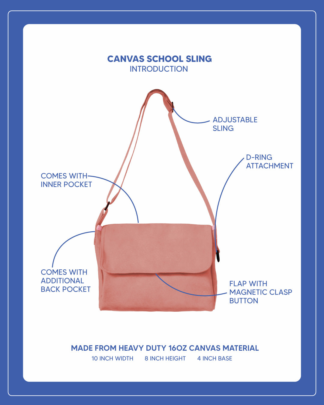 Canvas School Sling - Dirty Pink