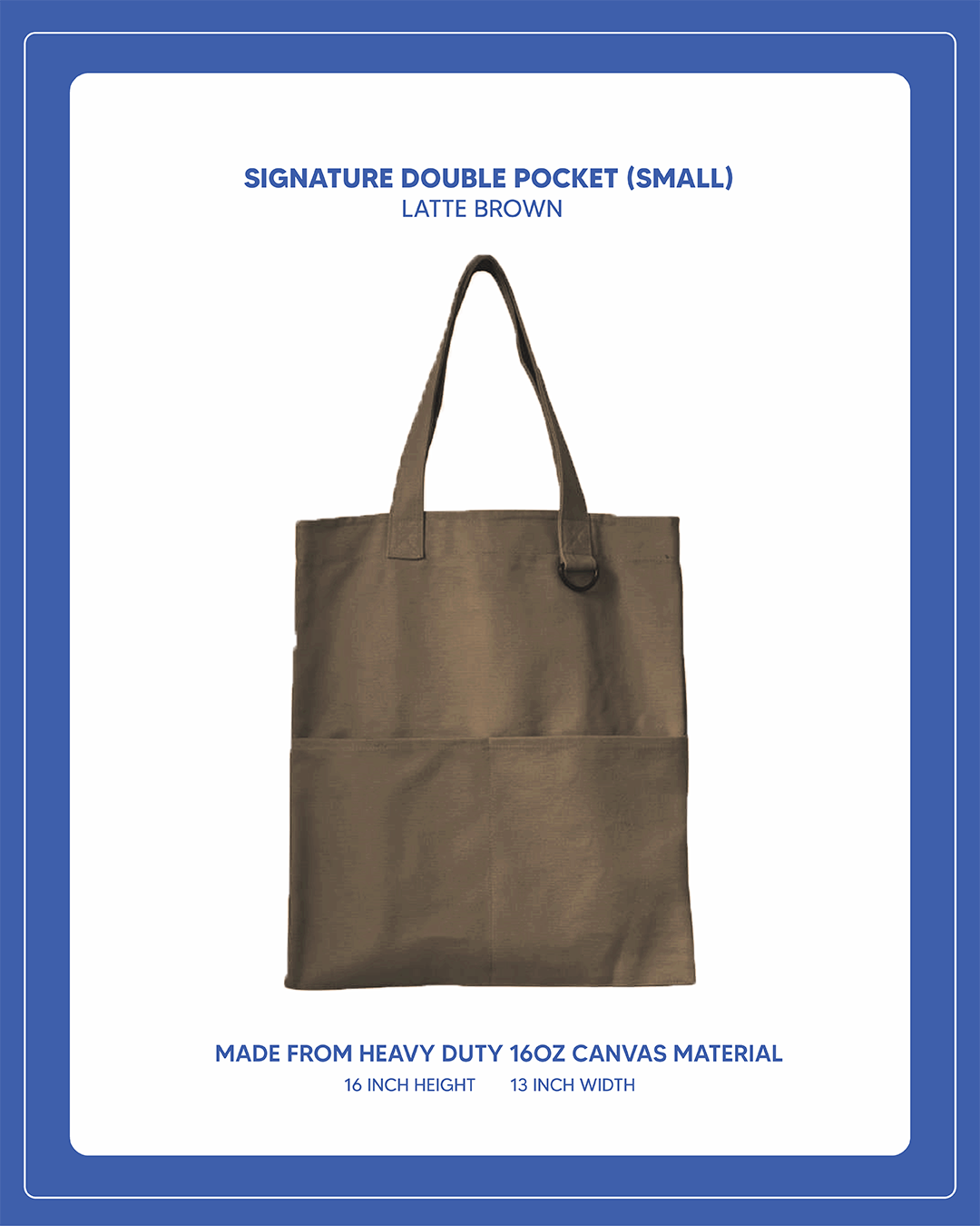 Double Pocket Signature Tote (Small) - Latte Brown