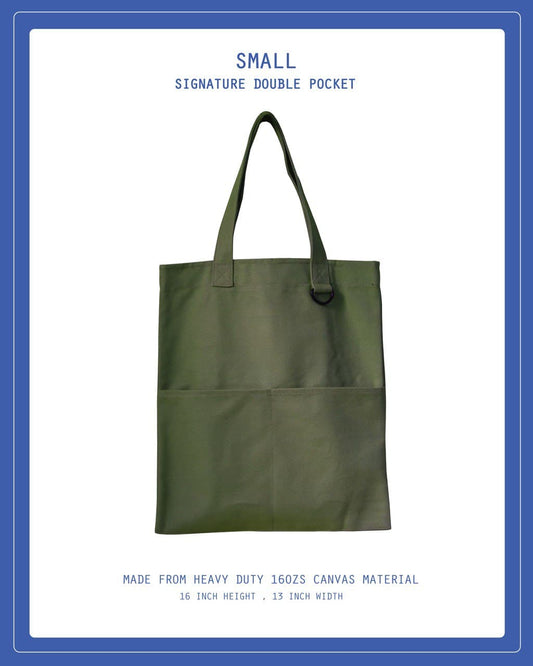 Double Pocket Tote Bag - Olive