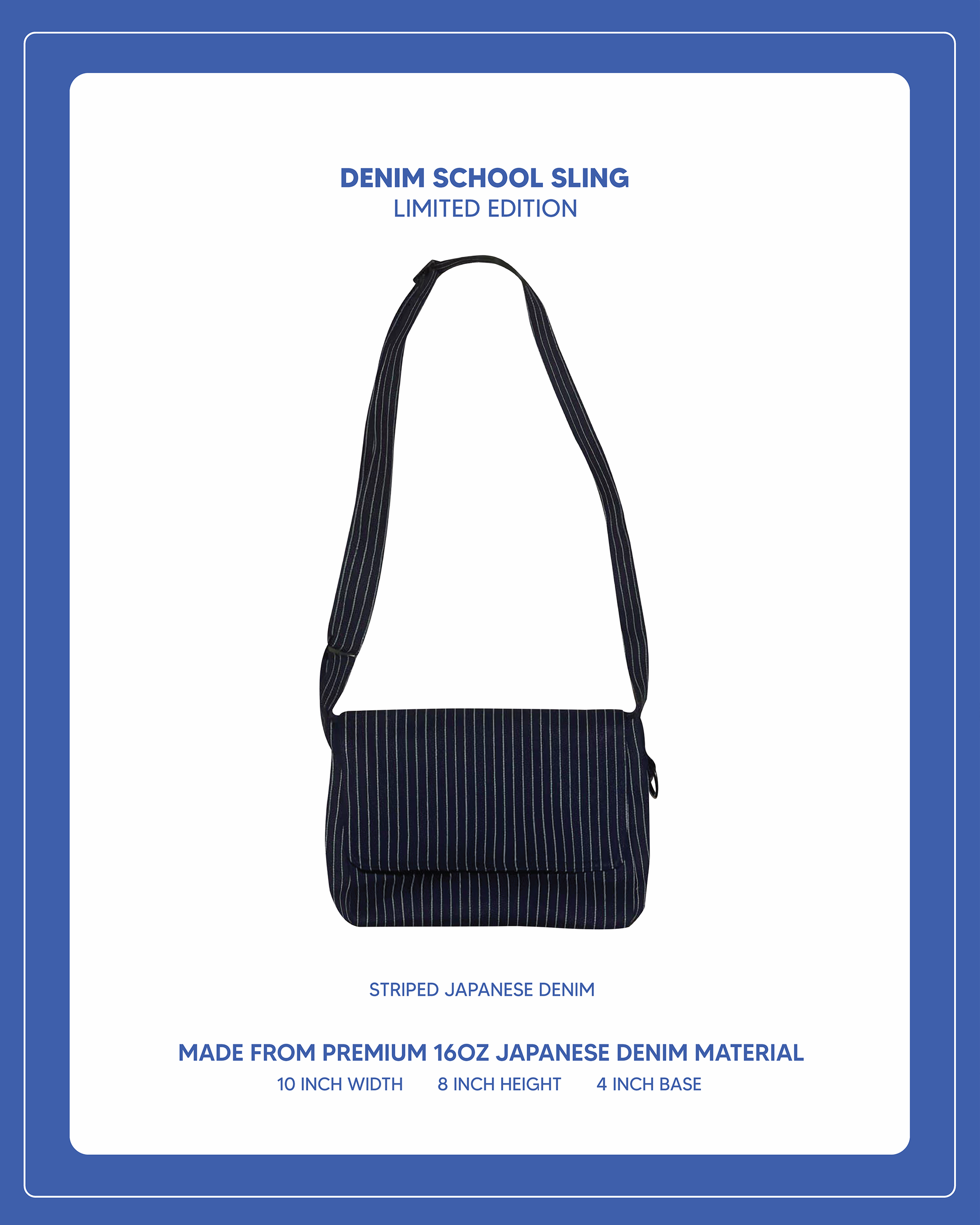 Canvas School Sling Striped Japanese Denim the EVERYDAY CLUB